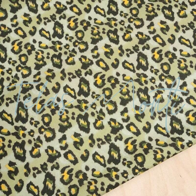 Tela de algodón 100% leopardo verde