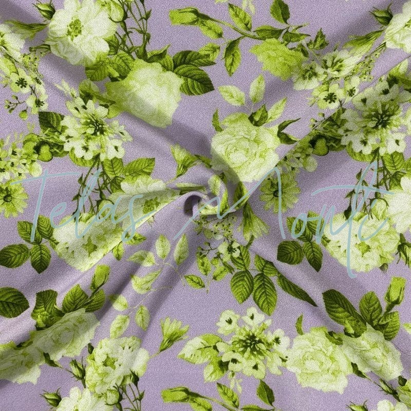 Tela de seda sintética flores