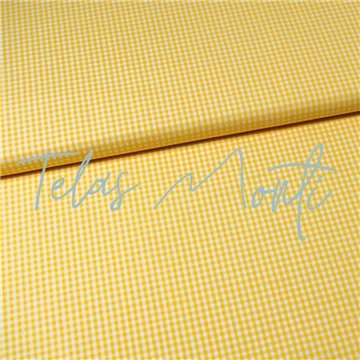 Tela cuadro vichy de algodón amarillo 0,2 cm