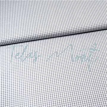 Tela cuadro vichy de algodón gris 0,2 cm