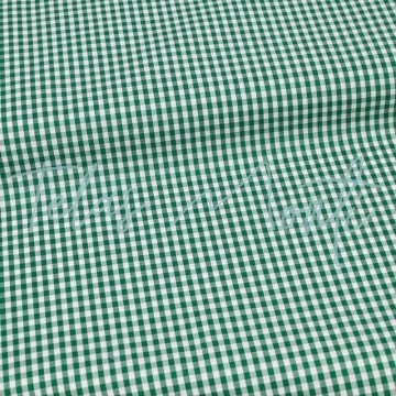 Tela cuadro vichy de mezcla verde 0,35 cm