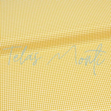 Tela cuadro vichy de mezcla amarillo 0,2 cm