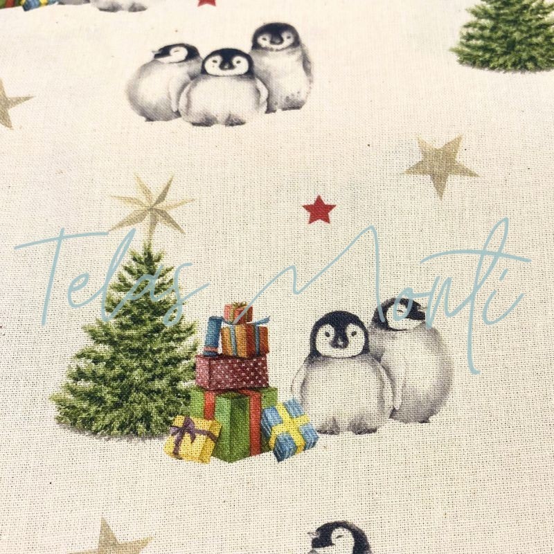 Tela de algodón pingüinos navidad