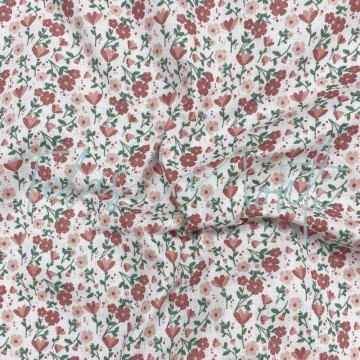 Tela de algodón flor caoba