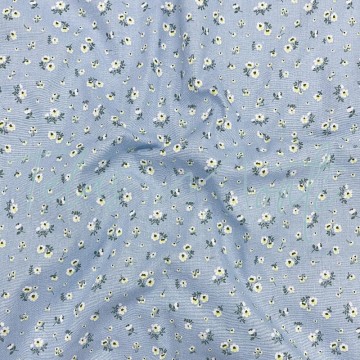 Tela de algodón azul flor
