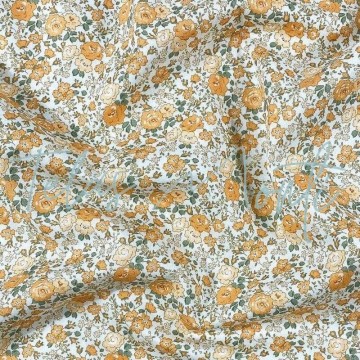 Tela de algodón liber flor mostaza