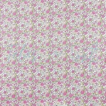 Tela de algodón liber flores rosa