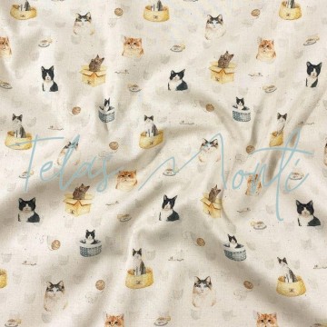 Tela de algodón gatitos
