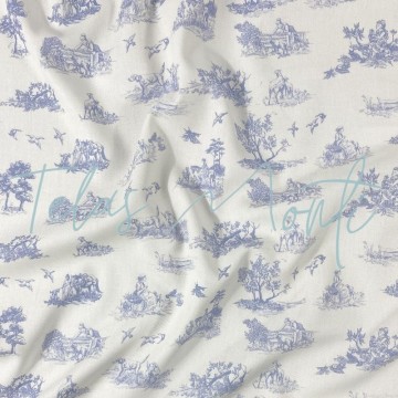 Tela sarga toile de jouy azul