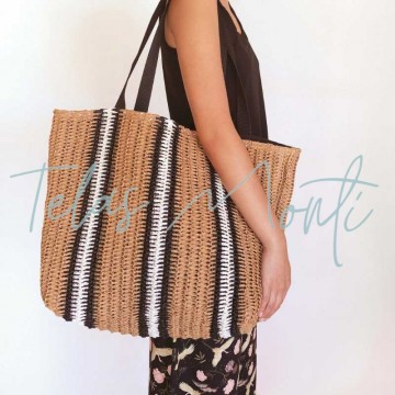Bolso de tela rafia rayas