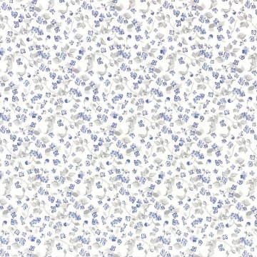 Tela viyela flores azul gris