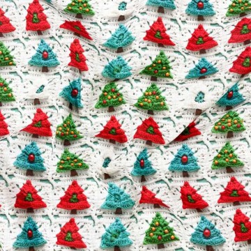 Tela de navidad algodón árboles