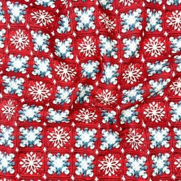 Tela de algodón estampado crochet nieve