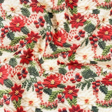 Tela de algodón estampado flor de navidad
