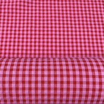 Vichy seersucker bicolor rosa rojo
