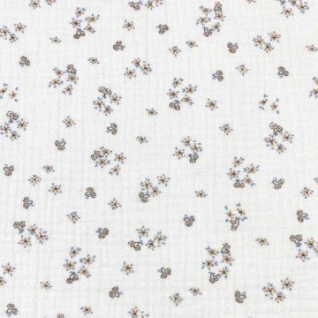 Tela gasa doble flor marrón