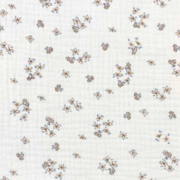 Tela muselina o gasa doble flor marrón