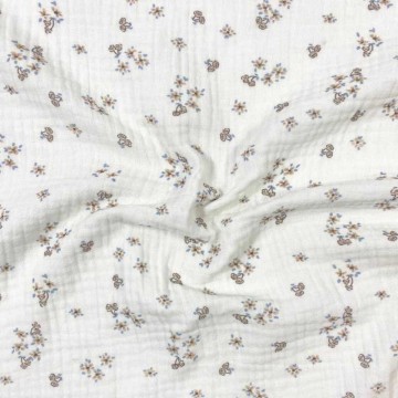 Tela muselina flor marrón