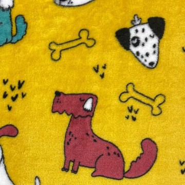 Tela de coralina estampado perros ocre