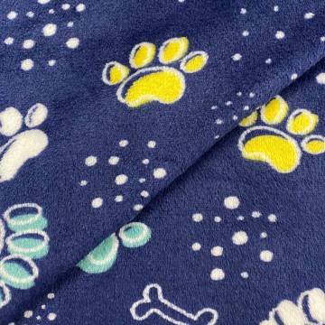 Tela de coralina huellas azul marino