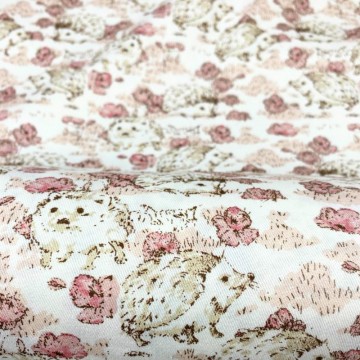 Tela viyela erizo y flores