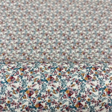 Tela de algodón flores color melocotón