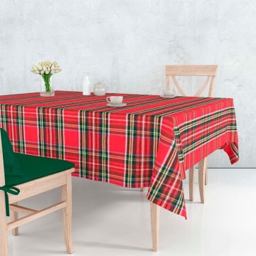 Mantel de tela de cuadro escocés rojo
